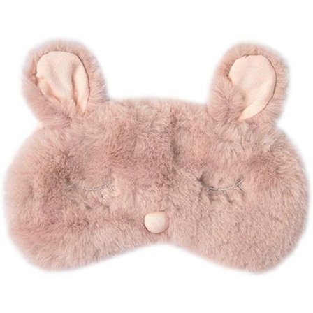 Dame Plysj Kanin Øyemaske Søt Sovebind Øyedeksel Fuzzy Kaninøre Øyeskygge for Reise Lur Nattsøvn Blinder (Rosa R