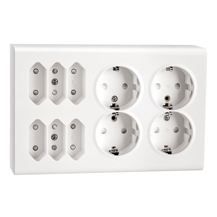 SG Stikkontakt Påvegg Hvit 4+6 Euro m/j