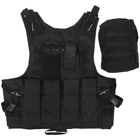 Multi-lomme vest udendørs camping vest åndbar vest med opbevaringspose (53.00X49.00X12.00CM, sort)