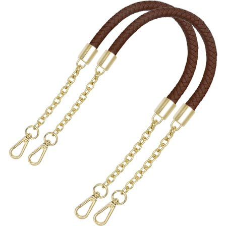 2 Stykker (Brun) Håndtaske Kæde Rem Flettet PU Læder Skuldertaske Håndtag Bælte Taske Fremstilling Tilbehør