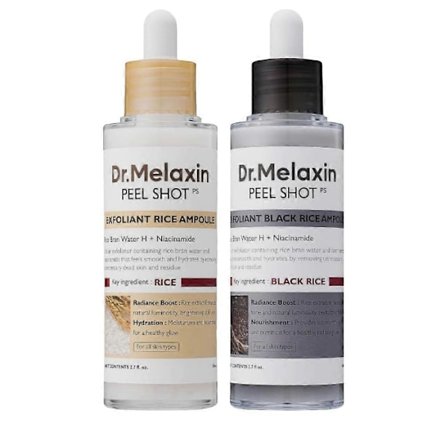 Dr.Melaxin PEEL SHOT GLOW EKSFOLIERENDE RIS AMPOULE (HVIT RIS/SVART RIS) 80ml