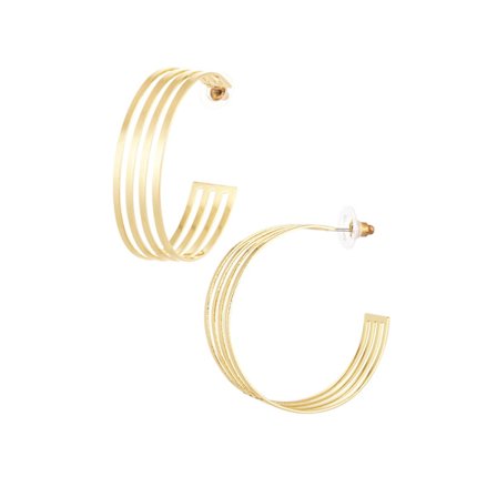 Blanka Hoop Örhängen med 4 Tunna Cirklar/Ringar - 5 cm - Guld