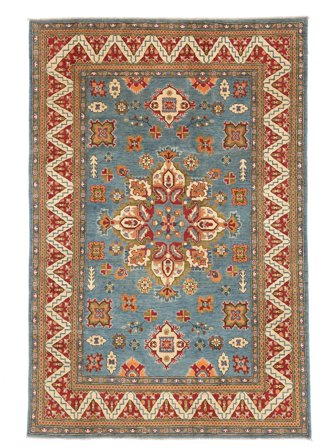 Noué À La Main Kazak Fine Tapis 183X275 De Laine Marron/Gris Foncé
