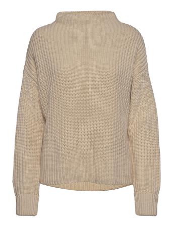 Slfselma Ls Knit T-Neck Pullover Beige Selected Femme