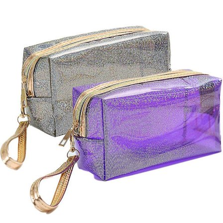 Vattentäta Förvaringsväskor PVC Transparenta Zippade Toalettsaker Väska Med Handtag