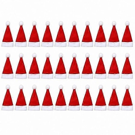 30-pack Mini Tomtehattar för Koppar och Flaskor, Julbestickhållare, Festliga Juldekorationstillbehör