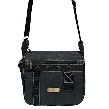 Skuldertaske i kanvasstof Sort one size