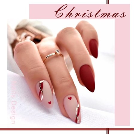 Hjerteformede tryk-på negle medium, røde falske negle mandelfransk spids guldlinje negle design fuld dækning falske negle klistermærker negle med lim,