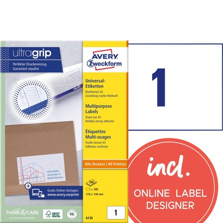 AVERY Etikett A5 210x148mm 200/fp - Lyreco - Emballage och lagerutrustning - Etiketter och godsmärkning - Multifunktionsetiketter