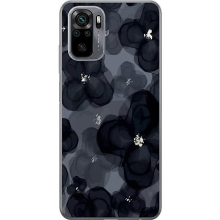 Kompatibel Mobilcover til Xiaomi Xiaomi Redmi Note 10 Abstrakt mørkt blomstermønster i sortgrå toner med en elegant og dramatisk følelse