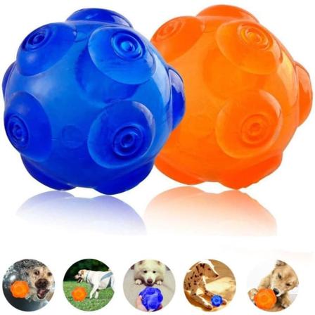 Hundleks Pipsboll, Giftfri Gummisqueezeboll Studsande Interaktiv Leksak för Medelstora Stora Hundar, Aggressiva Tuggare [Flyter på Vatten, 2-pack