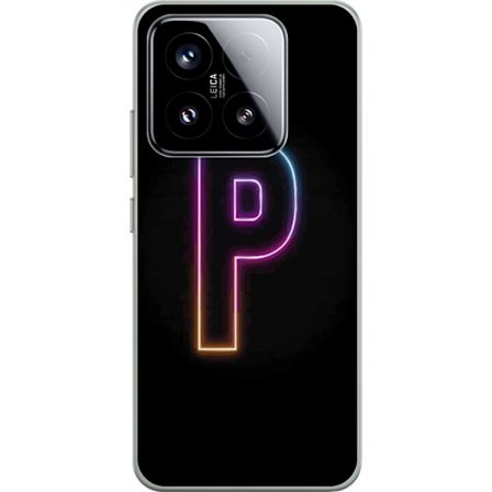 Kompatibel Mobilcover til Xiaomi Xiaomi 15 Minimalistisk neonbogstav P i farvegradient og lyseffekt mod sort baggrund i digital neonstil