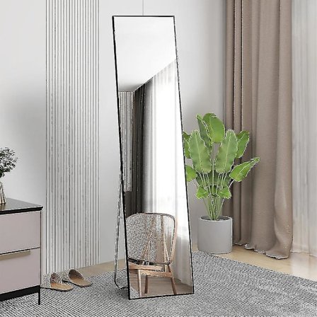 150cm Svart Slank Ramme Stående Veggmontert Speil