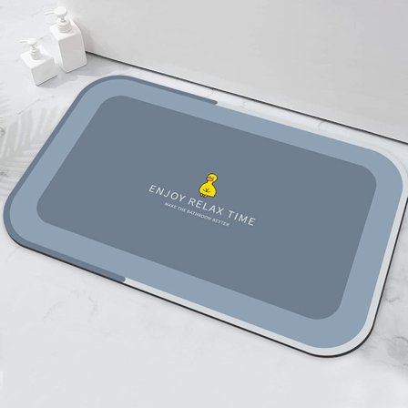 Azure Blue-40x60cm-Bademåtte, Diatoméjord Vandabsorberende Bademåtte, Gummibagside, Skridsikker, Bademåtte, Firkant, Kold, Tynd, Vask, Indendørs Dør