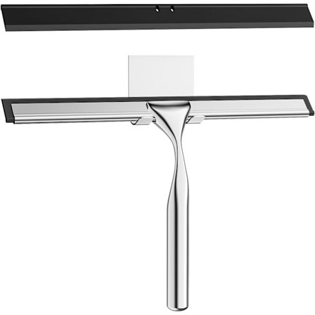 Brusehoved i rustfrit stål, 25,5 cm brusehoved med krog, til glas, spejl, fliser, køkken - sølv