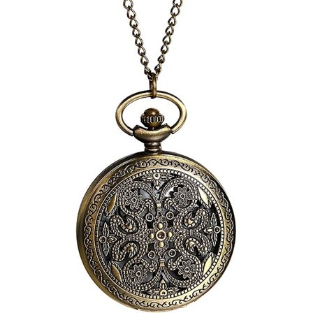 Retro Lommeur for Menn og Kvinner, Kjedeur Analog Kvarts Solsikkemønster Gave