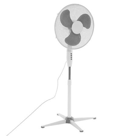 Oscillerende ventilator, 45W, justerbar højde, hvid