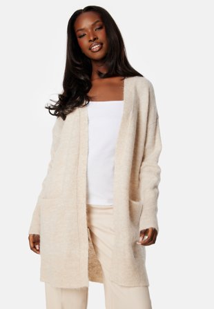 SELECTED FEMME Lulu New LS Knit Cardigan Birch Detail:Melange Klær