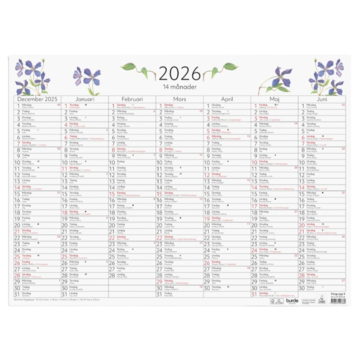 Veggkalender 14 Måneder 2025