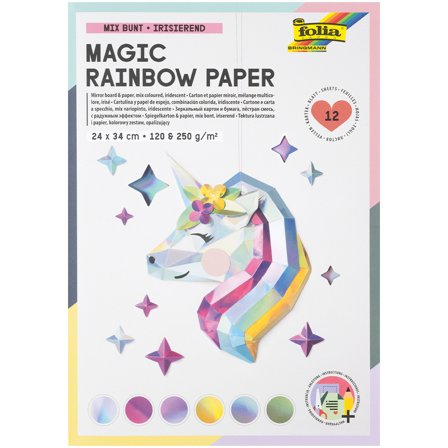 Folia Farbwechselpapier/-karton Magic Rainbow 12 Blatt