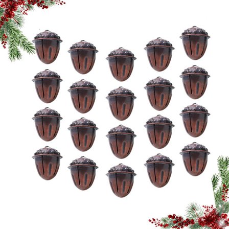 20 hantverksbjällror i form av ekollon, lämpliga för julgranar, höstdekorationer och dekorationer (glaserad koppar).
