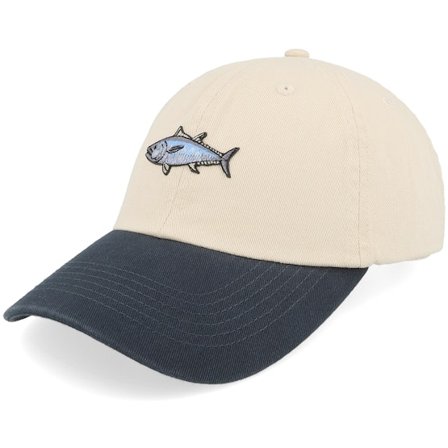 Skillfish - Beige unconstructed Cap - Tiny Bluefin Tuna Stone Washed Stone/Navy Dad Cap @ Hatstore