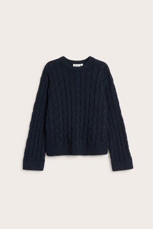 Kappahl | Sweter z dzianiny w warkocze, z bawełny Ciemnoniebieski L | Ciemnoniebieski