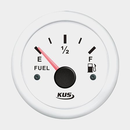 Jauge de carburant KUS, sans buée, Ø52 mm, 12 V / 24 V, 0 - 190 Ω, blanc, sans capteur