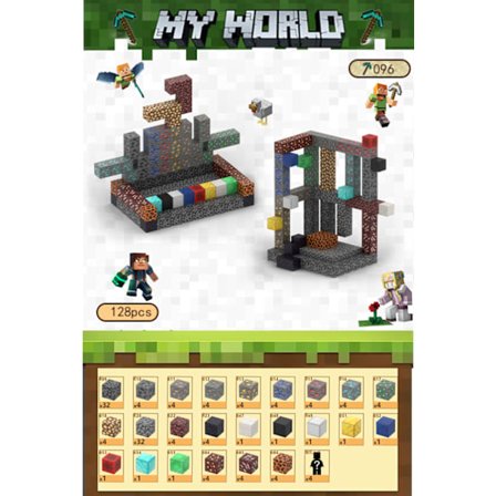 Minecraft Blokker, Magnetiske Byggeklosser - Gem Shop 128 Blokker, 4 Figurer
