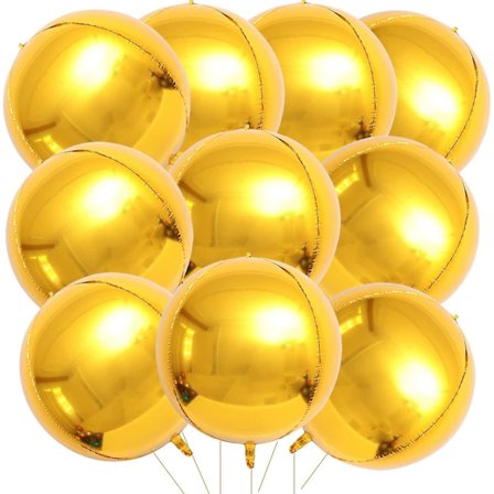 22" Dimensionelle Mylar Balloner 4d Kæmpe Runde Folieballoner (guld) 10 Styk