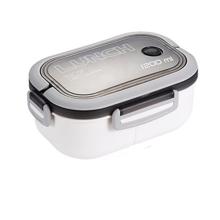 Praktisk och säker matlåda med flera avdelningar och handtag