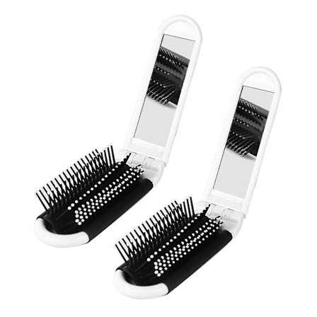 2x Kannettava Matka Taitettava Hiusharja Taskukammalla-