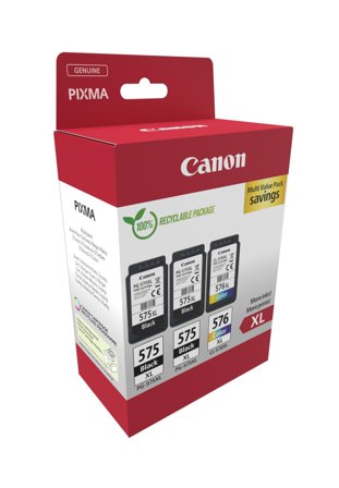 Canon PG-575XLx2/CL-576XL Multipack - 3-pack - Høy ytelse - svart, farge (cyan, magenta, gul) - original - blekkpatron