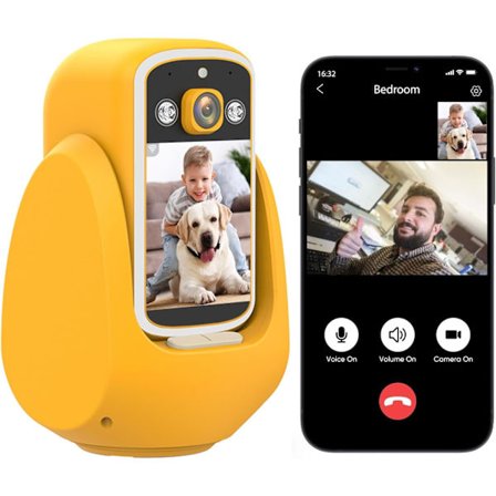 Inomhuskamera för säkerhet Tvåvägs videosamtal med röststyrning 2,8 tums HD-skärm 1080p Inomhusvideokamera med telefonapp Inkluderar 32GB SD-kort