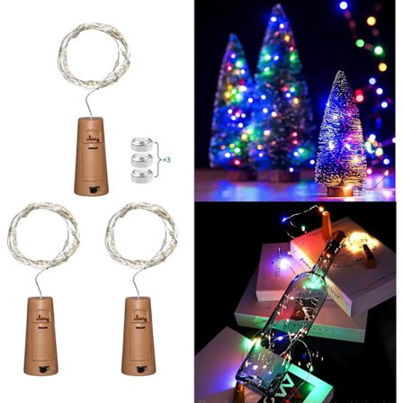 Farverige flaskeprop-lamper, 20 LED-lys 2M LED-lyskæder, flerfarvede ginvinflaskelamper til fest, dekorationslys til bryllup & havebord