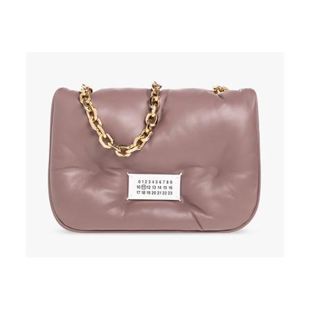 Maison Margiela, Shoulder bag with logo Paars, Dames, Maat:ONE Size,leer
