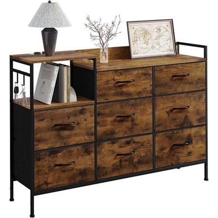 Rootz 8 skuffe bryst - kommode - opbevaringsenhed - vintage design - metalramme - øger opbevaring - 132 x 88 x 30 cm