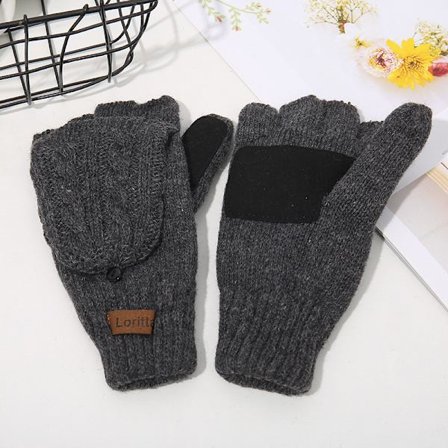 Vinterstrikkede Fingerløse Uldhandsker Termisk Isolering Varme, ZQKLA