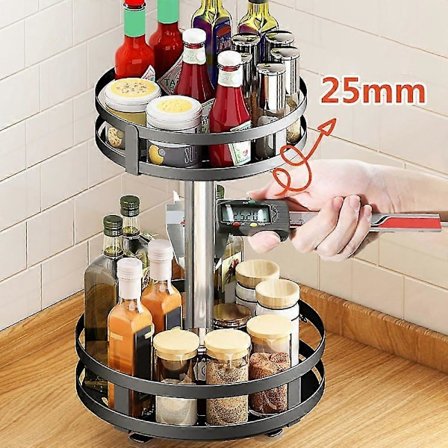 Roterbart Krydderstativ til Kjøkken Krydderbeholder Stativ Krukkeorganisator Benkeplate Hjørne Flaskestativ Kjøkken