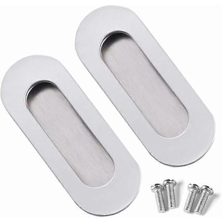 Fonepro 2 stk. Innfelte Dørhåndtak, Innfelt Håndtak i Rustfritt Stål, Innfelt Ovalt Håndtak med Skruer for Skyvedørskap Skuff, Si