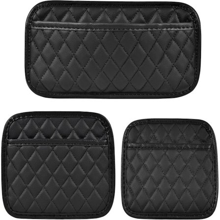 Bilfickor i olika storlekar, 3-pack, Sätesförvaring, PU-läder, Bilorganisatör, Förvaringsbox, Svart