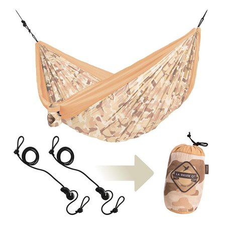 La Siesta Colibri Reisehengekøye Dobbel med oppheng Fallskjermsilke, camo