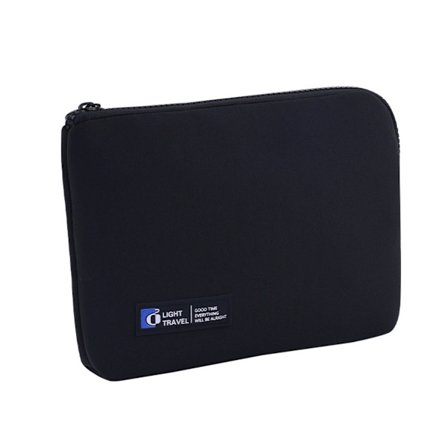 Stor Rejse Bærbar Kortpung Dokumentorganisator - Sort Neopren, Rejse Tegnebog kompatibel med Apple, Samsung og Huawei