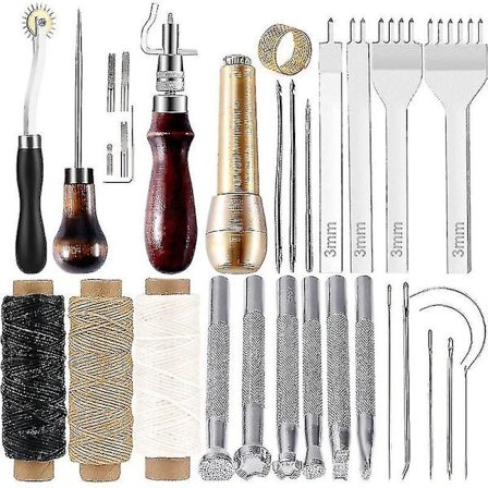 Profesjonelt skinnhåndverktøysett Håndsøm Stinghull Stansing Utskåringsarbeid Sal Groover Sett Tilbehør Diy Verktøy(farge:6stk Skinnstempelverktøy)