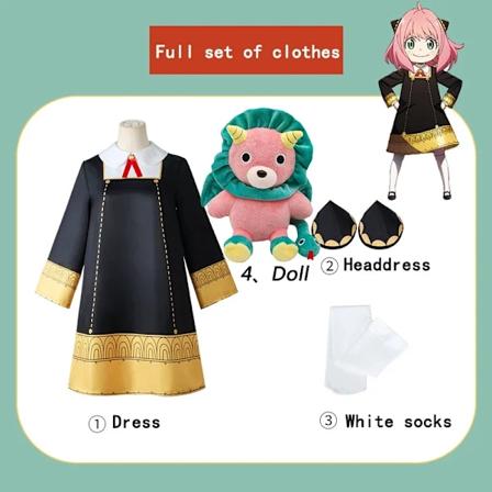 Anya Forger Cosplay Anime SPY X FAMILY Anya Forger Cosplay Kostyme Kjole Dukkeparikk Jenter Kvinner Uniform Halloween Kostymer XXL XXL dress doll