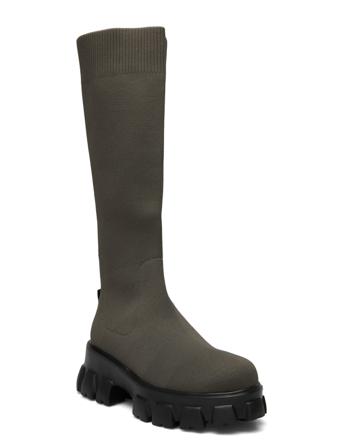 Biaprima Knee High Sock Boot Knit Korkeavartiset Saapikkaat Khaki Green Bianco