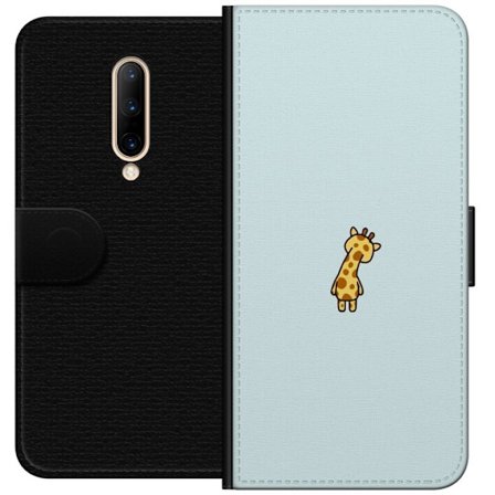 Yhteensopiva Lompakkokotelo OnePlus 7 Pro Minimaalinen kirahvien kuvitus vaaleansinisellä taustalla, söpö yksinkertainen muotoilu täydellinen last