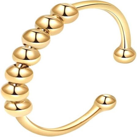 Guld Ångestring, Anti-Stress Ring, Angst Spinner Fidget Ring Dam, Justerbar Anti-Stress Ring för Kvinnor, Halsband Finger Rökavvänjningsringar
