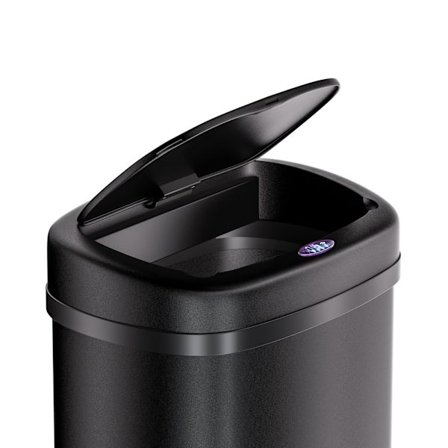 Sensor affaldsbeholder rustfrit stål sort 50L