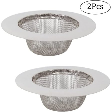 2 stycken diskbänksfilter, diskbänksfilter i rostfritt stål, avloppsfilter i rostfritt stål, diskbänkssil, kompatibel diskbänk, badrum, Wa